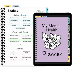 My Mental Health Digital Planner | Digital Planner | $15.01 - $25.00, Blue, Digital Planner, Green, health, Pink, Purple, Yellow | Tracia Creative