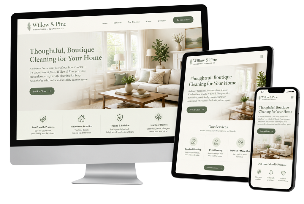 Willow & Pine Cleaning Company website