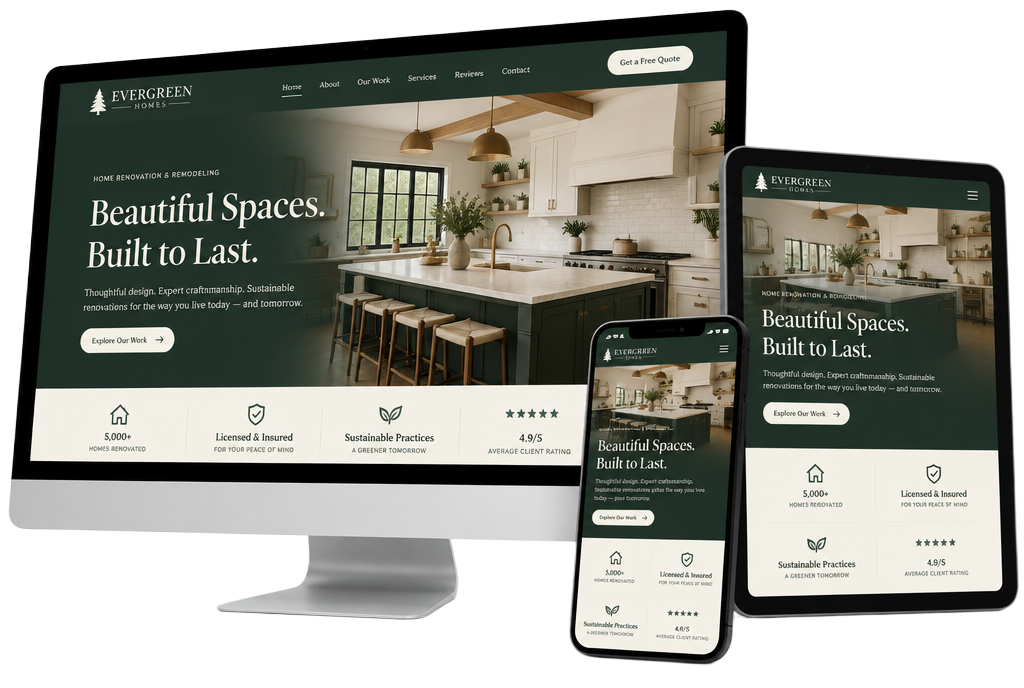 Evergreen Homes Home-Service Company website