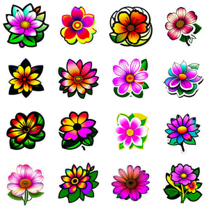 100 Pastel & Neon Flowers Digital Planner Stickers Stickers Tracia Creative   