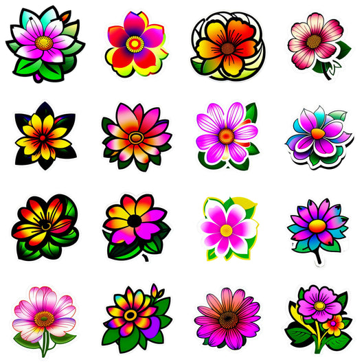 100 Pastel & Neon Flowers Digital Planner Stickers Tracia Creative