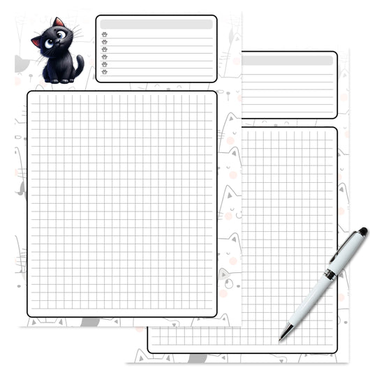 12 Printable Cat Notebook Pages - Black Cat Printable Tracia Creative   