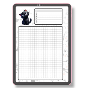 12 Printable Cat Notebook Pages - Black Cat Tracia Creative