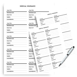 Medical Insurance - Minimalist Printable Tracia Creative   