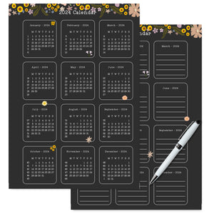 2024 Blackout Floral Calendar Planner Insert Tracia Creative   