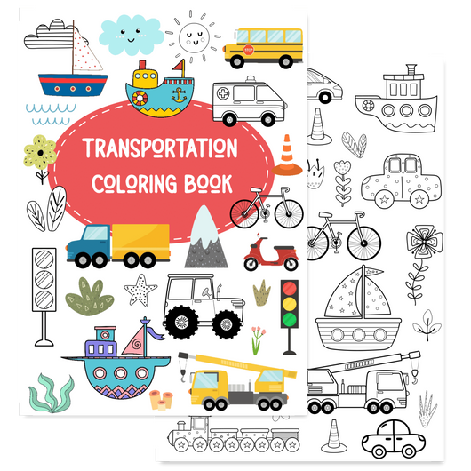 Transportation Coloring Book - Tracia Creative