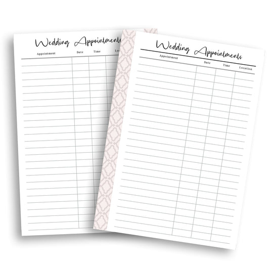 Wedding Appointment Planner Planner Insert Tracia Creative   