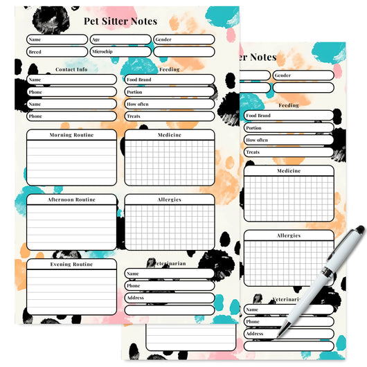 Paws Pet Sitter Notes Printable Tracia Creative   