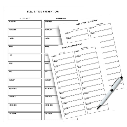 Flea & Tick Prevention - Minimalist Planner Insert Tracia Creative   