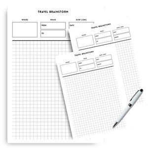 Travel Brainstorm - Minimalist Printable Tracia Creative   
