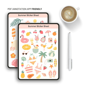Cute Summer Stickers | Fun Printable Planner Stickers A5 Stickers Tracia Creative   