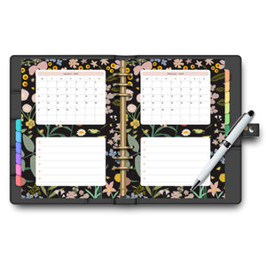 2024/2025 Monthly Calendar - Dark Garden Planner Insert Tracia Creative   