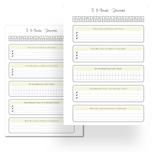 Minimalist 5 Minute Journal Printable Planner Insert | Boost Productivity Printable Tracia Creative   