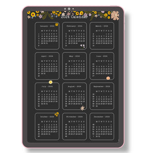 2024 Blackout Floral Calendar