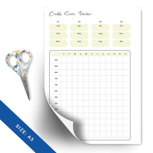 Credit Score Tracker - A5 Minimalist Planner Insert Planner Insert Tracia Creative   