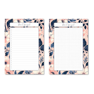 Don't Forget Notes - Pink & Navy Floral Planner Insert Tracia Creative   