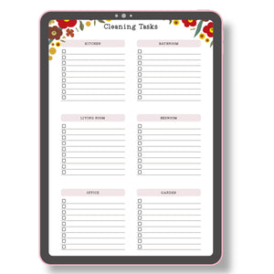 Cleaning Tasks - Floral Planner Insert Tracia Creative   