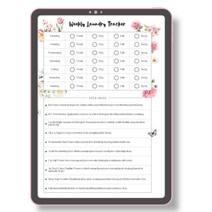 Weekly Laundry Tracker - Floral Printable Tracia Creative   