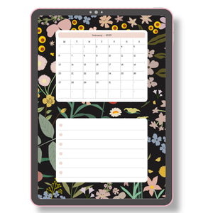 2024/2025 Monthly Calendar - Dark Garden Planner Insert Tracia Creative   