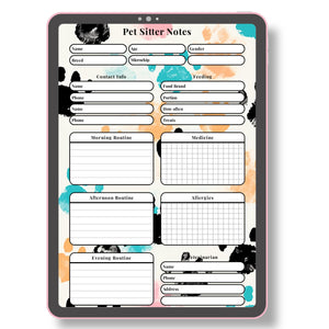 Paws Pet Sitter Notes Printable Tracia Creative   