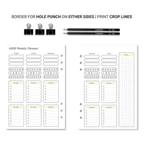 Weekly ADHD Planner, A5 Printable Insert in a  Minimalist Design Planner Insert Tracia Creative   