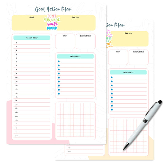 Colorful Goal Action Plan Planner Insert Planner Insert Tracia Creative   
