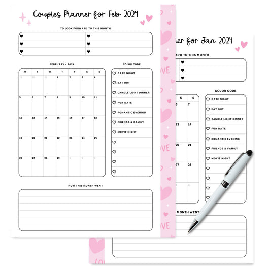 Couple’s 2024 Monthly Planner Planner Insert Tracia Creative   