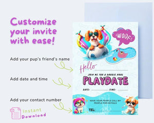 Dog Play Date Invitation Printable Invitations Tracia Creative   