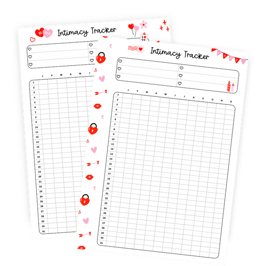 Intimacy Tracker | Printable | $0.00 - $5.00, A5, Daily Planner, Pink, planner, Printable, Red, tracker | Tracia Creative