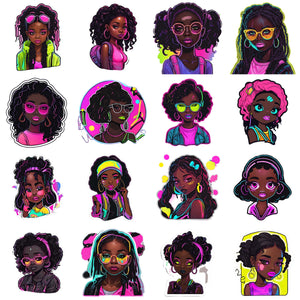 Neon Girl - Ebony Edition Digital Planner Stickers