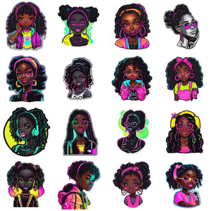 Neon Girl - Ebony Edition Digital Planner Stickers