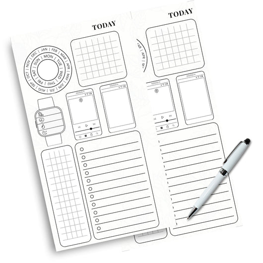 Daily Planner with Podcast, Phone and Date Tracker Planner Insert Tracia Creative   