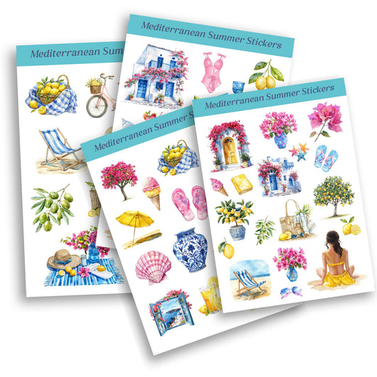 Mediterranean Summer Stickers | Printable Planner Stickers Stickers Tracia Creative   