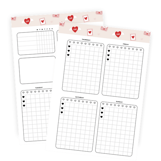 Weekly Love Planner | Printable | $0.00 - $5.00, A5, Pink, planner, Printable, Red, weekly, weekly planner | Tracia Creative