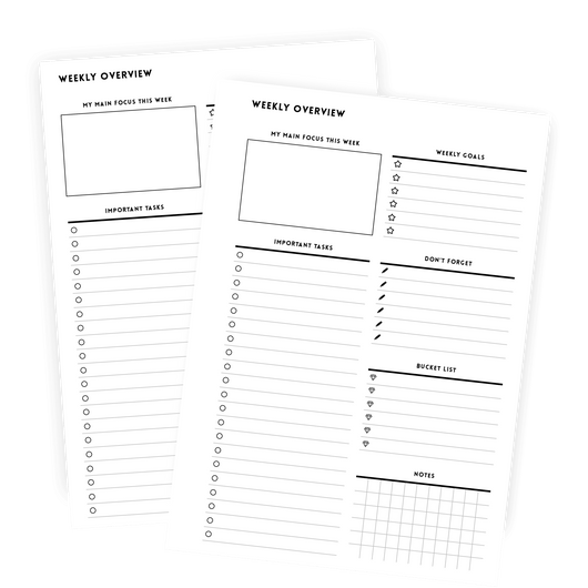 Weekly Overview Planner Page - Minimalist | Printable | $0.00 - $5.00, A5, basic, planner, Printable, weekly, White | Tracia Creative