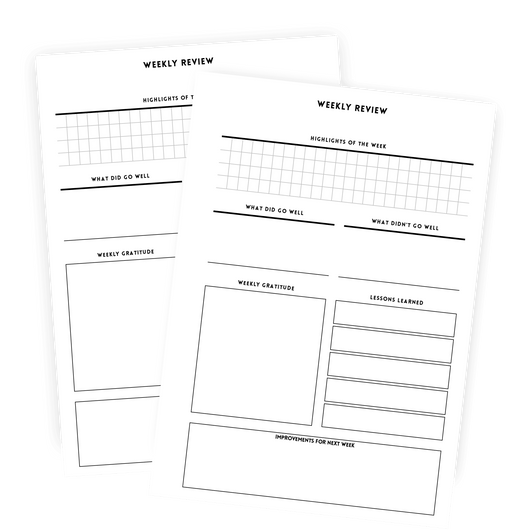 Weekly Review Planner Page - Minimalist | $0.00 - $5.00, A5, basic, planner, Printable, weekly, White | Tracia Creative